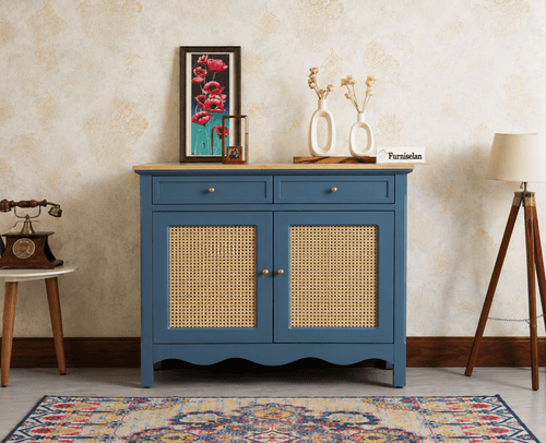Maison Wooden Cane Premium Sideboard –  2 Drawer Storage Cabinet with Doors