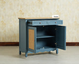 Maison Wooden Cane Premium Sideboard –  2 Drawer Storage Cabinet with Doors China Blue