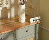 Maison Wooden Cane Premium Sideboard –  2 Drawer Storage Cabinet with Doors Cool Grey