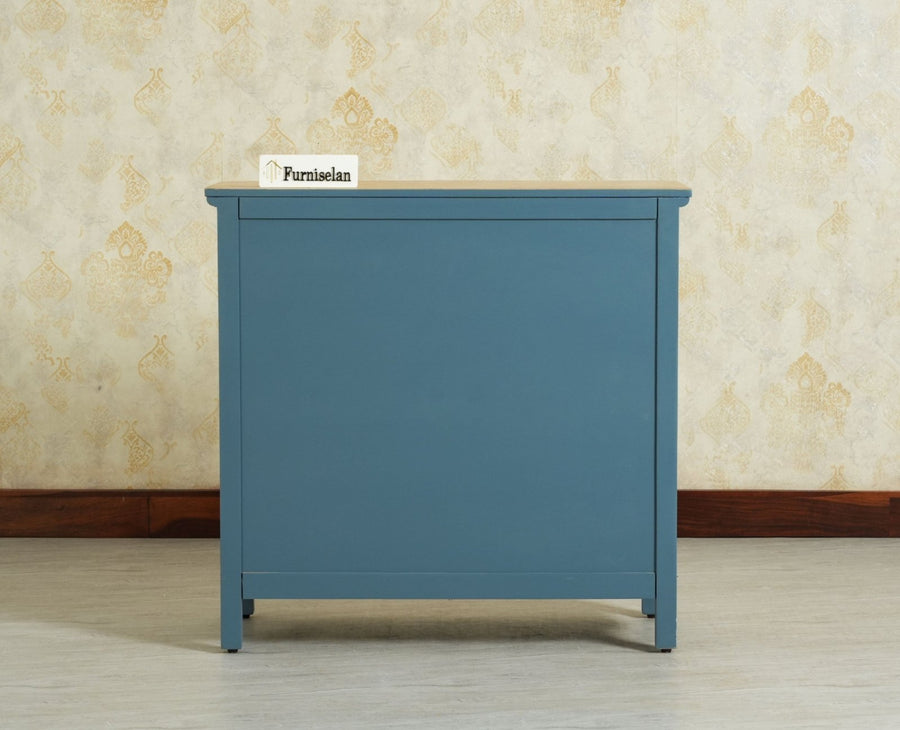 Maison Wooden Cane Premium Sideboard –  2 Drawer Storage Cabinet with Doors China Blue