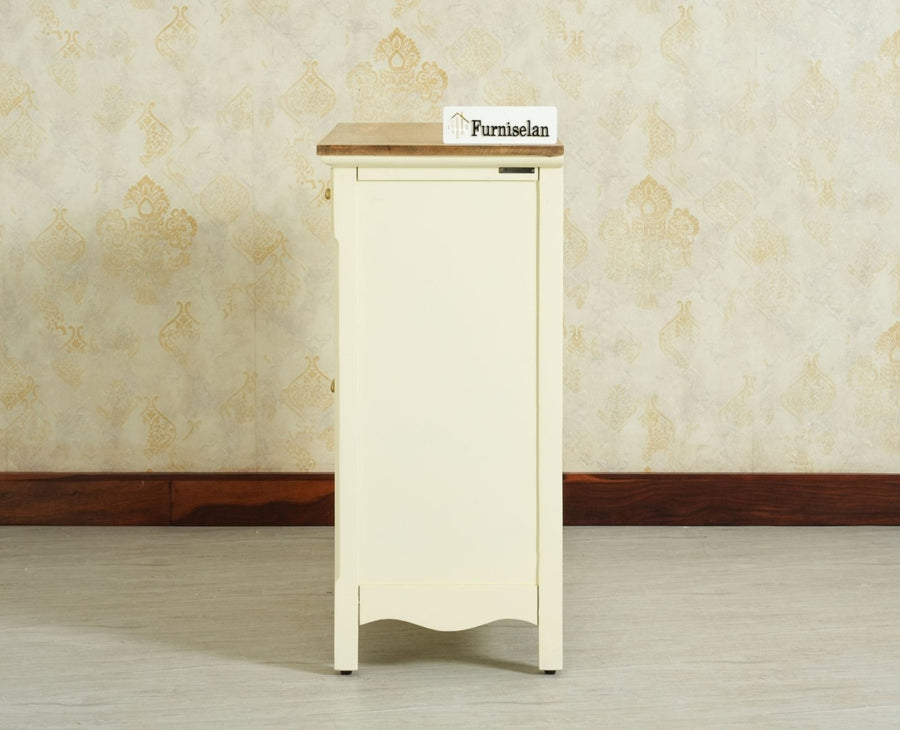 Maison Wooden Cane Premium Sideboard –  2 Drawer Storage Cabinet with Doors Frosty White