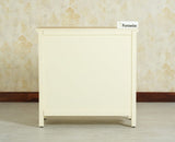 Maison Wooden Cane Premium Sideboard –  2 Drawer Storage Cabinet with Doors Frosty White