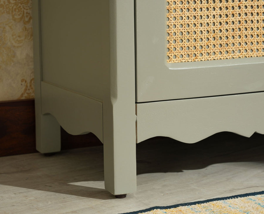 Maison Wooden Cane Premium Sideboard –  2 Drawer Storage Cabinet with Doors Cool Grey