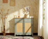 Maison Wooden Cane Premium Sideboard –  2 Drawer Storage Cabinet with Doors Cool Grey