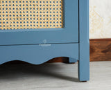 Maison Wooden Cane Premium Sideboard – 2 Drawer Storage Cabinet with Doors China Blue