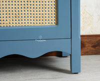 Maison Wooden Cane Premium Sideboard – 2 Drawer Storage Cabinet with Doors China Blue