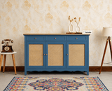 Maison Wooden Cane Premium Sideboard – Large 3 Drawer Storage Cabinet with Doors