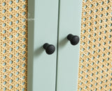 Maison Wooden Cane Premium Sideboard – Large 4 Drawer Storage Cabinet with Doors Furniselan Silt Green