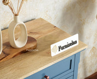 Maison Wooden Cane Premium Sideboard – Large 4 Drawer Storage Cabinet with Doors Furniselan China Blue