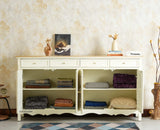 Maison Wooden Cane Premium Sideboard – Large 4 Drawer Storage Cabinet with Doors Furniselan Frosty White