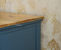 Maison Wooden Cane Premium Sideboard – Large 3 Drawer Storage Cabinet with Doors China Blue
