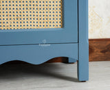 Maison Wooden Cane Premium Sideboard – Large 4 Drawer Storage Cabinet with Doors Furniselan China Blue