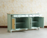 Maison Wooden Cane Premium Sideboard – Large 4 Drawer Storage Cabinet with Doors Furniselan Silt Green