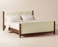 Maldives Wooden upholstered headboard Queen Size Bed Furniselan Rustic Teak Finish