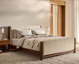 Maldives Wooden upholstered headboard Queen Size Bed Furniselan Rustic Teak Finish