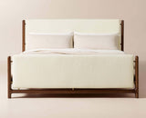 Maldives Wooden upholstered headboard Queen Size Bed Furniselan Rustic Teak Finish