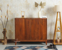 Manhattan Solid Wood Shoe Rack Two Door Furniselan Brown Finish