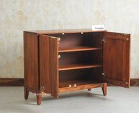 Manhattan Solid Wood Shoe Rack Two Door Furniselan Brown Finish