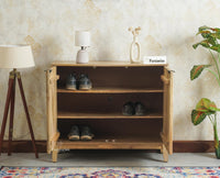 Manhattan Solid Wood Shoe Rack Two Door Furniselan Natural Finish