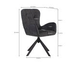 Marlow Swivel Fabric Dining Chair with Metal Legs - Charcoal Grey 