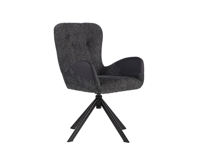 Marlow Swivel Fabric Dining Chair with Metal Legs - Charcoal Grey 