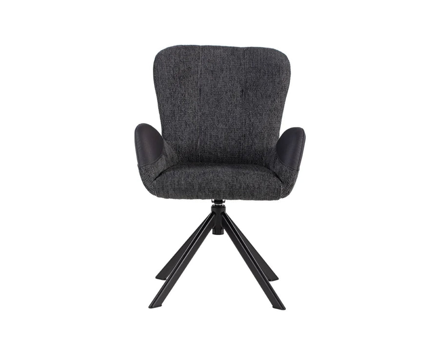 Marlow Swivel Fabric Dining Chair with Metal Legs - Charcoal Grey 