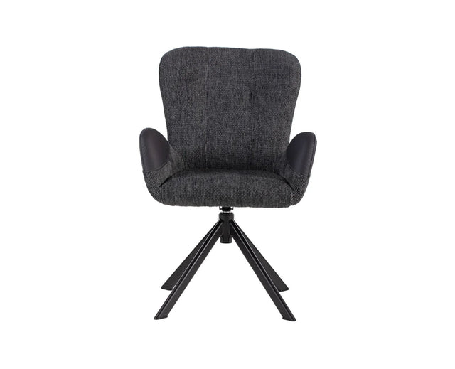 Marlow Swivel Fabric Dining Chair with Metal Legs - Charcoal Grey 