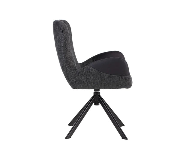 Marlow Swivel Fabric Dining Chair with Metal Legs - Charcoal Grey 