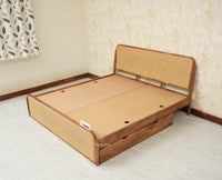 Maui Solid Mango Wood King Size Bed with Storage Trolly Natural Oak