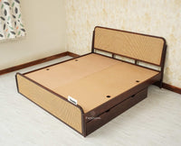Maui Solid Mango Wood King Size Bed with Storage Trolly Grey Finish
