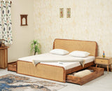 Maui Solid Mango Wood King Size Bed with Storage Trolly