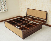 Maui Solid Mango Wood King Size Bed with Storage Trolly Grey Finish