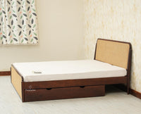 Maui Solid Mango Wood King Size Bed with Storage Trolly Grey Finish