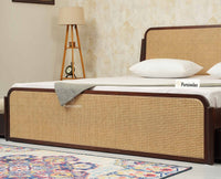 Maui Solid Mango Wood King Size Bed with Storage Trolly Grey Finish