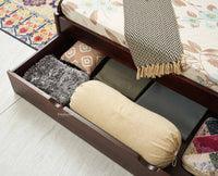 Maui Solid Mango Wood Queen Size Bed with Storage Trolly Grey Finish
