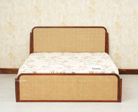 Maui Solid Mango Wood Queen Size Bed with Storage Trolly Brown Finish