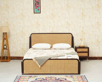 Maui Solid Mango Wood Queen Size Bed with Storage Trolly Grey Finish