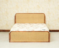 Maui Solid Mango Wood Queen Size Bed with Storage Trolly Natural Oak