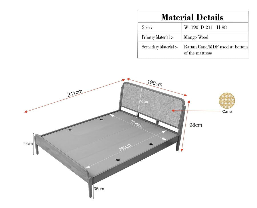 Maui Wooden King Size Bed Brown Finish