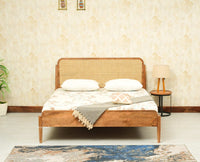 Maui Wooden Queen Size Bed Natural Oak Finish