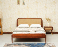 Maui Wooden Queen Size Bed Brown Finish