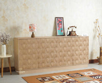 Mayur Wooden Large Sideboard Cabinet-Four Door Furniselan Stoneblast Oak