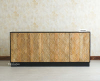 Mayur Wooden Large Sideboard Cabinet-Four Door Furniselan Natural Finish