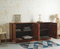 Mayur Wooden Large Sideboard Cabinet-Four Door Furniselan Brown Finish