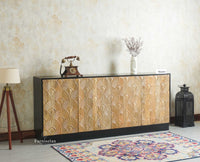 Mayur Wooden Large Sideboard Cabinet-Four Door Furniselan Natural Finish