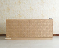 Mayur Wooden Large Sideboard Cabinet-Four Door Furniselan Stoneblast Oak