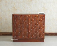 Mayur Wooden Sideboard Cabinet-Two Door Furniselan Brown Finish