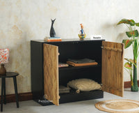 Mayur Wooden Sideboard Cabinet-Two Door Furniselan Natural Finish