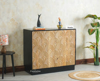 Mayur Wooden Sideboard Cabinet-Two Door Furniselan Natural Finish
