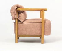 Mazzy Rubber Wood Arm Chair – Solid Wood Modern Arm Chair for Home Rose Brown